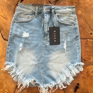 Vintage Frayed Hem Mini Skirt